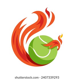 Tennis ball flying fire ball icon Design Vector, Design Concept, Creative Symbol.