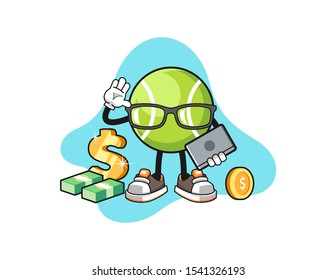 Tennis ball freelancer cartoon. Mascot Character vector.