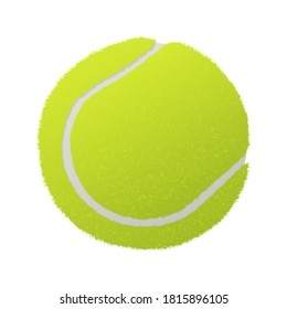 Tennis ball with a furry texture. Vector isolated object. Hairy color illustration.