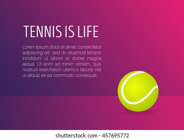 Tennis ball. Gradient poster. Vector illustration.