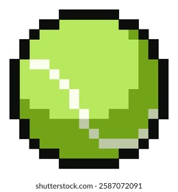 Tennis ball with green color vector pixel art for sticker, element, icon, game