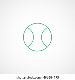 Tennis Ball Green Line Icon On White Background