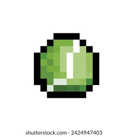 Tennis ball green sports ball. Pixel bit retro game styled vector illustration drawing. Simple flat cartoon drawing isolated on square white background.