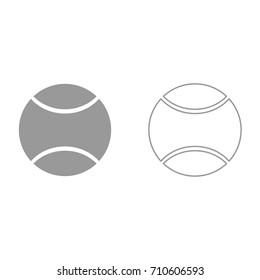 Tennis ball grey set icon .