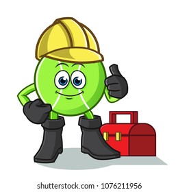 tennis ball handy man vector cartoon illustration
