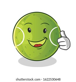 tennis ball happy thumbs up cute chibi cartoon. cartoon mascot vector