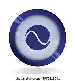Tennis ball icon. 3d round button blue vector icon for web, mobile app icon.