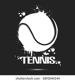 Tennis ball icon. Abstract tennis ball for design logo, emblem, label, banner. Tennis template on isolated background. Grunge style. Vector illustration