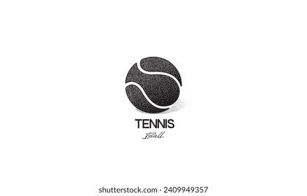 Tennis ball icon black white with gray shadow