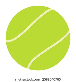 Tennis ball icon in flat design style, isolated on white background, simple sports symbol for game, competition, and recreation.