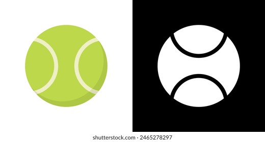 Tennis ball icon in flat style. Sport equipment concept