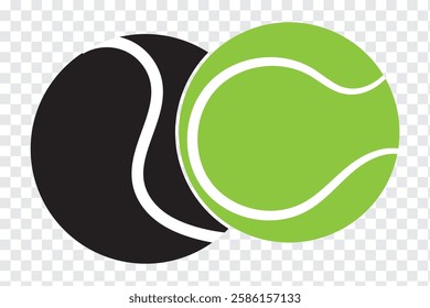 Tennis ball icon flat style. Green, yellow, black, white Tennis ball icon page symbol for your web site design tennis ball icon Sports, logo, app. Variety Design Tennis ball icon Vector. EPS 10