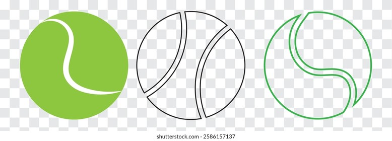 Tennis ball icon flat style. Green, yellow, black, white Tennis ball icon page symbol for your web site design tennis ball icon Sports, logo, app. Variety Design Tennis ball icon Vector. EPS 10