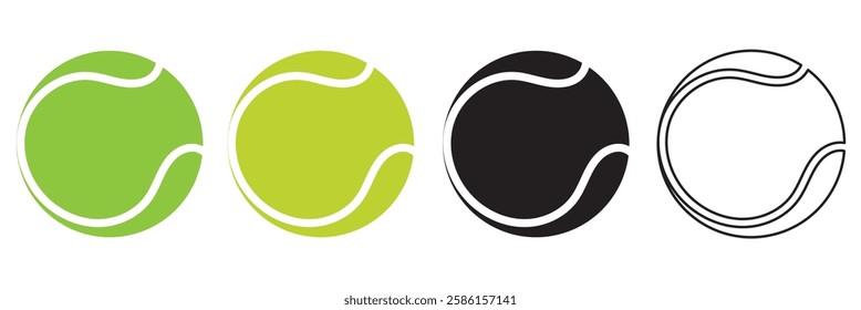 Tennis ball icon flat style. Green, yellow, black, white Tennis ball icon page symbol for your web site design tennis ball icon Sports, logo, app. Variety Design Tennis ball icon Vector. EPS 10