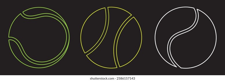 Tennis ball icon flat style. Green, yellow, black, white Tennis ball icon page symbol for your web site design tennis ball icon Sports, logo, app. Variety Design Tennis ball icon Vector. EPS 10