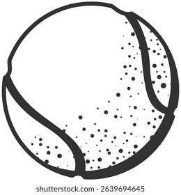 Tennis Ball Icon. Flat Style. Black and White Vector Illustration Isolated on Transparent Background