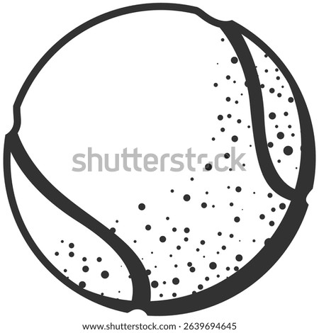 Tennis Ball Icon. Flat Style. Black and White Vector Illustration Isolated on Transparent Background