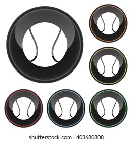Tennis Ball Icon Glossy Button Icon Set in With Various Color Highlights