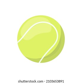 Tennis ball icon. Green tennisball for professional sports game. Realistic circular spherical object for tenis. Flat vector illustration isolated on white background