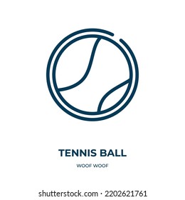Tennis ball icon. Linear vector illustration from woof woof collection. Outline tennis ball icon vector. Thin line symbol for use on web and mobile apps, logo, print media.