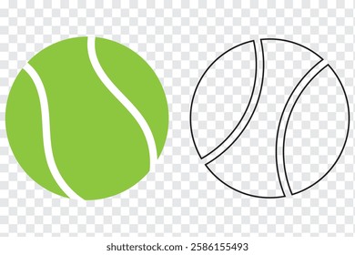 Tennis ball icon. Set with tennis balls vector icons. Tennis balls Green, black and yellow collection. Sport game. Tennis ball. Sport concept. Sports, fitness, activity. Vector illustration.