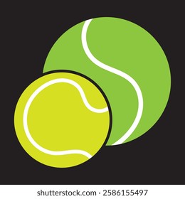 Tennis ball icon. Set with tennis balls vector icons. Tennis balls Green, black and yellow collection. Sport game. Tennis ball. Sport concept. Sports, fitness, activity. Vector illustration.