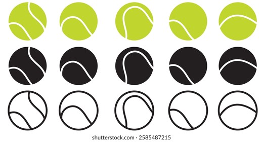 Tennis Ball Icon Set. Tennis Ball Design Template, Clipart for Sports Concepts, Competition Promotions, Advertisements, Graphics for a Tennis Event, Sports Content, Products, Logo  . 1176