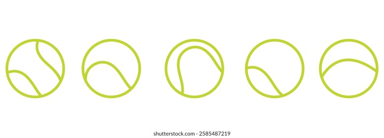 Tennis Ball Icon Set. Tennis Ball Design Template, Clipart for Sports Concepts, Competition Promotions, Advertisements, Graphics for a Tennis Event, Sports Content, Products, Logo  . 1176