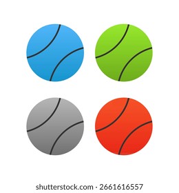 Juego de iconos de pelota de tenis Colección de Vector plana, realista y mínima