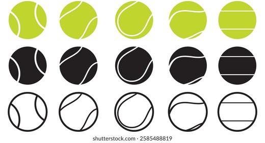 Tennis Ball Icon set  Logo Design Vector Template Illustration Sign And Symbol   Tennis Ball Design Template, Clipart for Sports Concepts, Competition Promotions, Advertisements, Graphics for a Tennis