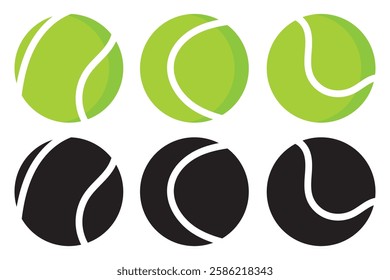 tennis ball icon set. tennis ball icon page symbol for your web site design tennis ball icon logo, app, UI. tennis ball icon in trendy flat style isolated on background, Vector illustration
