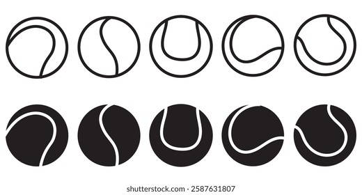 tennis ball icon set. tennis ball icon page symbol for your web site design tennis ball icon logo, app, UI. tennis ball icon in trendy flat style isolated on background, Vector illustration