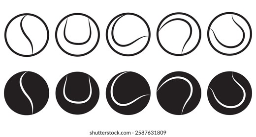 tennis ball icon set. tennis ball icon page symbol for your web site design tennis ball icon logo, app, UI. tennis ball icon in trendy flat style isolated on background, Vector illustration