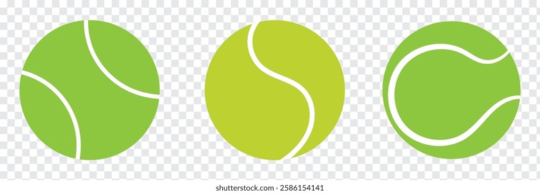 Tennis ball Icon set and single. Green, Black and white Tennis ball icon vector logo design flat style. Tennis Ball icon vector design template on isolated white background.