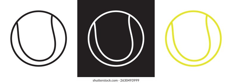 Tennis ball icon  Tennis ball sport collection.  Vector for websites, mobile interfaces, logp, presentations, banner, visual branding etc. Vector illustration. isolated on white and black background. 