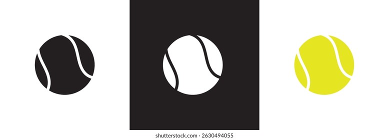 Tennis ball icon  Tennis ball sport collection.  Vector for websites, mobile interfaces, logp, presentations, banner, visual branding etc. Vector illustration. isolated on white and black background. 