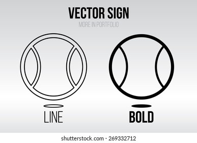 Tennis ball icon vector, linear and bold style
