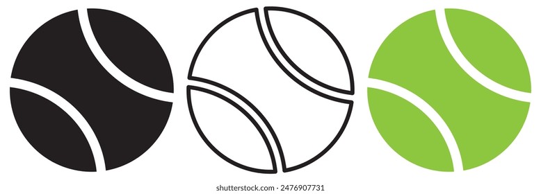 Tenis. Icono. Icono de bola de tenis diseño de logotipo de Vector estilo plano. Plantilla de diseño de Vector de ícono de bola de tenis sobre fondo blanco.