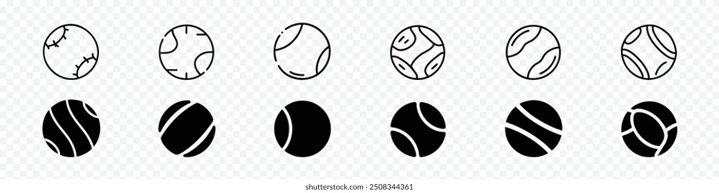 Tennis ball. Icon. Tennis ball icon vector logo design flat style. Tennis Ball icon, Set tennis ball icon. Set with Velly balls vector