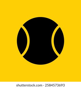 Tennis ball icon vector logo on yellow background. Tennis ball design template illustration