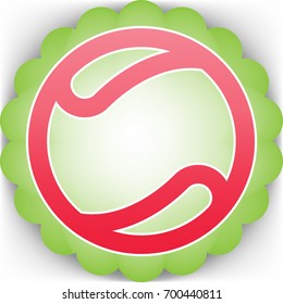 Tennis ball icon. Vector. Pinkish icon with white contour on green background which similar to flower.