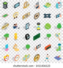 Tennis ball icons set. Isometric style of 36 tennis ball vector icons for web for any design