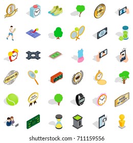 Tennis ball icons set. Isometric style of 36 tennis ball vector icons for web isolated on white background