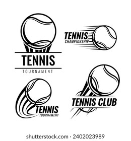 Tennis ball icons. Symbol or emblem. Vector illustration.