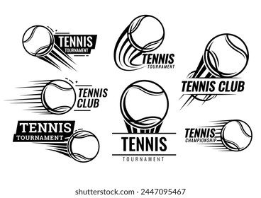 Iconos de pelota de tenis. Símbolo o emblema. Ilustración vectorial.