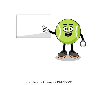 tennis ball illustration doing a presentation , character design