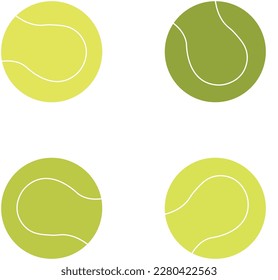 Tennis ball isolated on white background with 4 colors