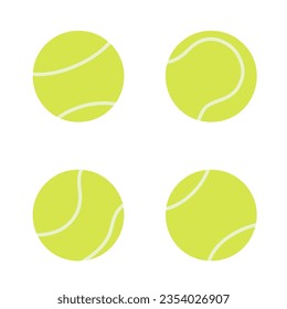 Balón de tenis aislado en blanco. Juego de ilustraciones de deporte plano vectorial