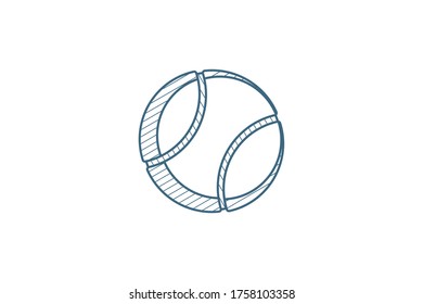 tennis ball isometric icon. 3d vector illustration. Isolated line art technical drawing. Editable stroke