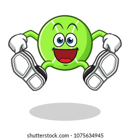tennis ball jumping mascot vector cartoon illustration